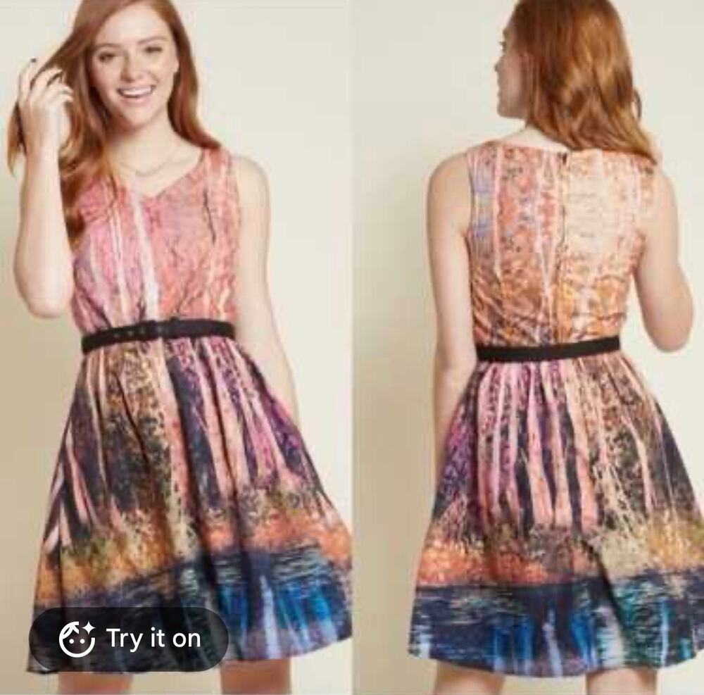 ModCloth Certifiably Sweet Cotton Autumn Fall Dress *no belt